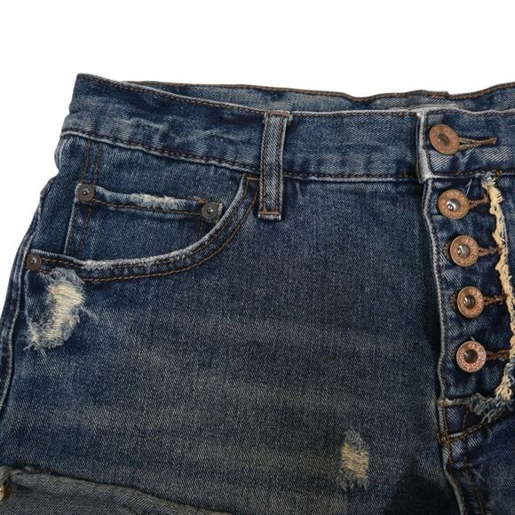 Free People Womens 26 Exposed Button Fly Cutoff Denim Jean Shorts - Picture 3 of 10